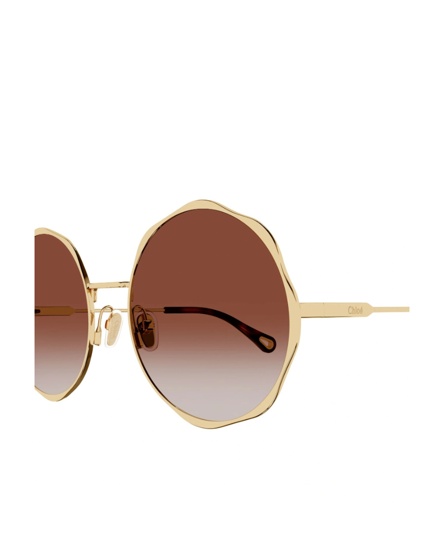 Chloé Logo-engraved Round-frame Sunglasses In Brown