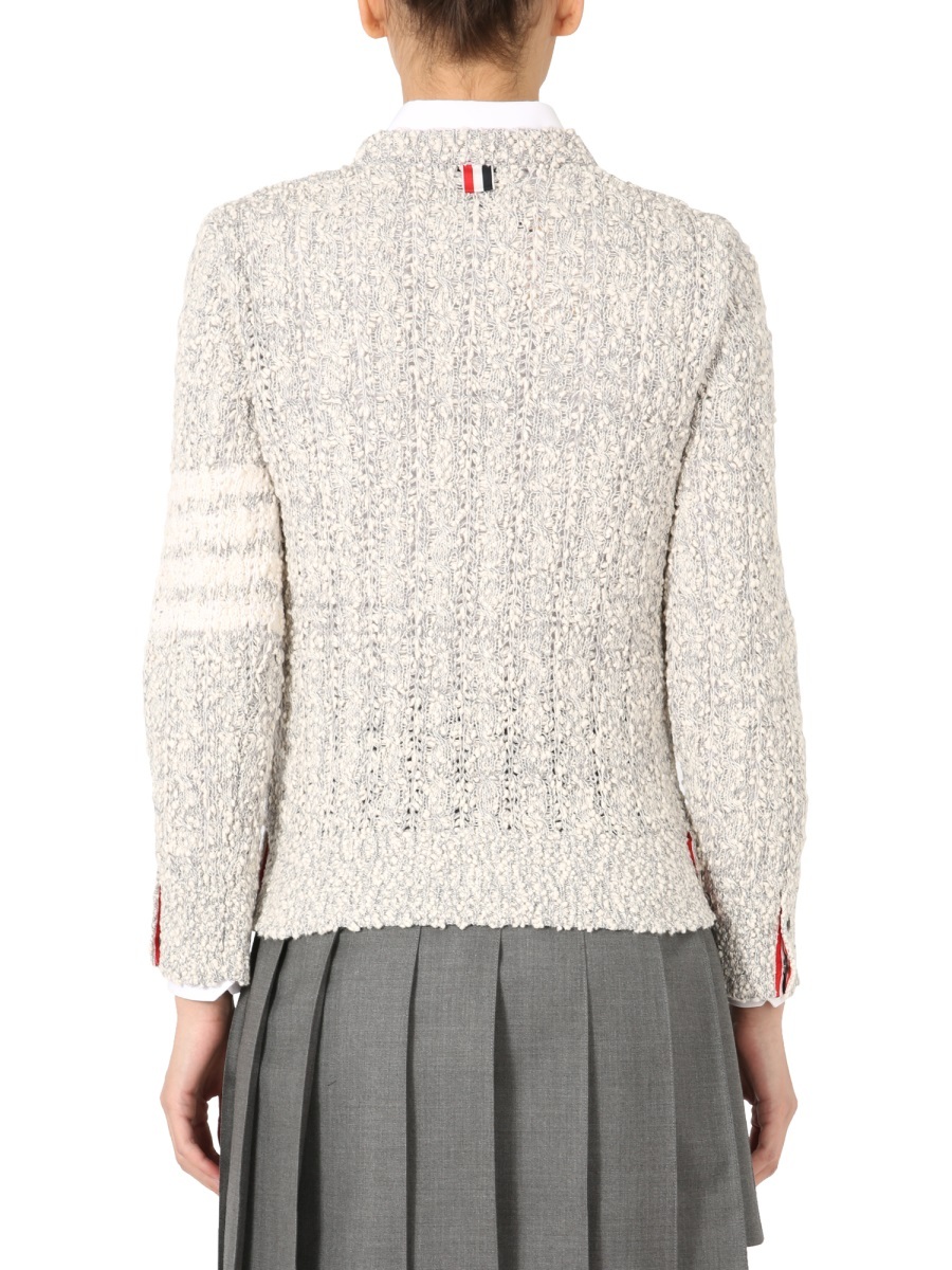 Thom Browne Open Tuck Stitch 4-bar Jumper In White