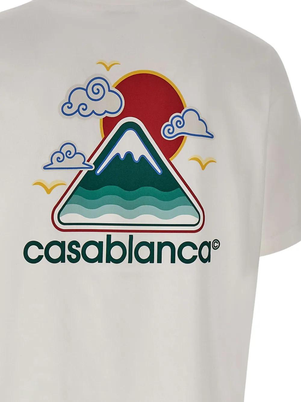 Casablanca White T-shirt With Crewneck And Logo On The Front And Maxi Logo On The Back In Cotton Man In White