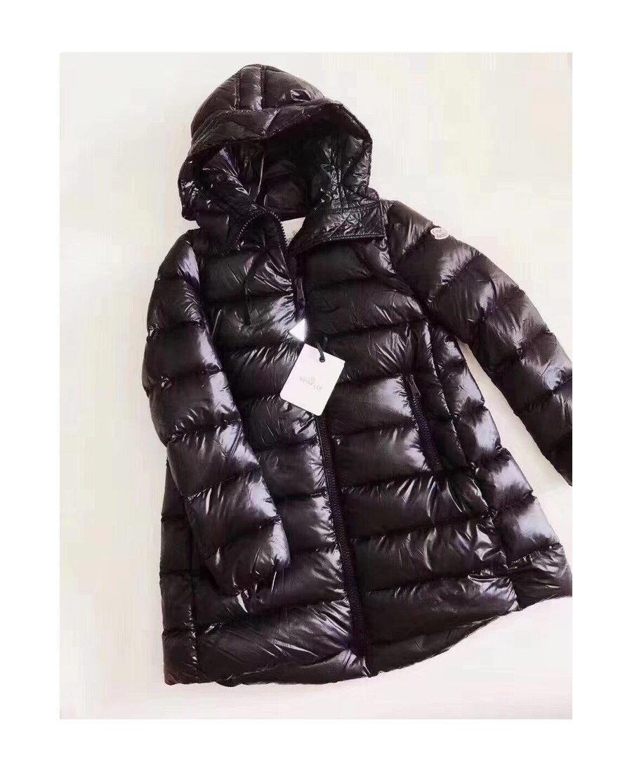 Moncler Zip-up Padded Long Parka In Black