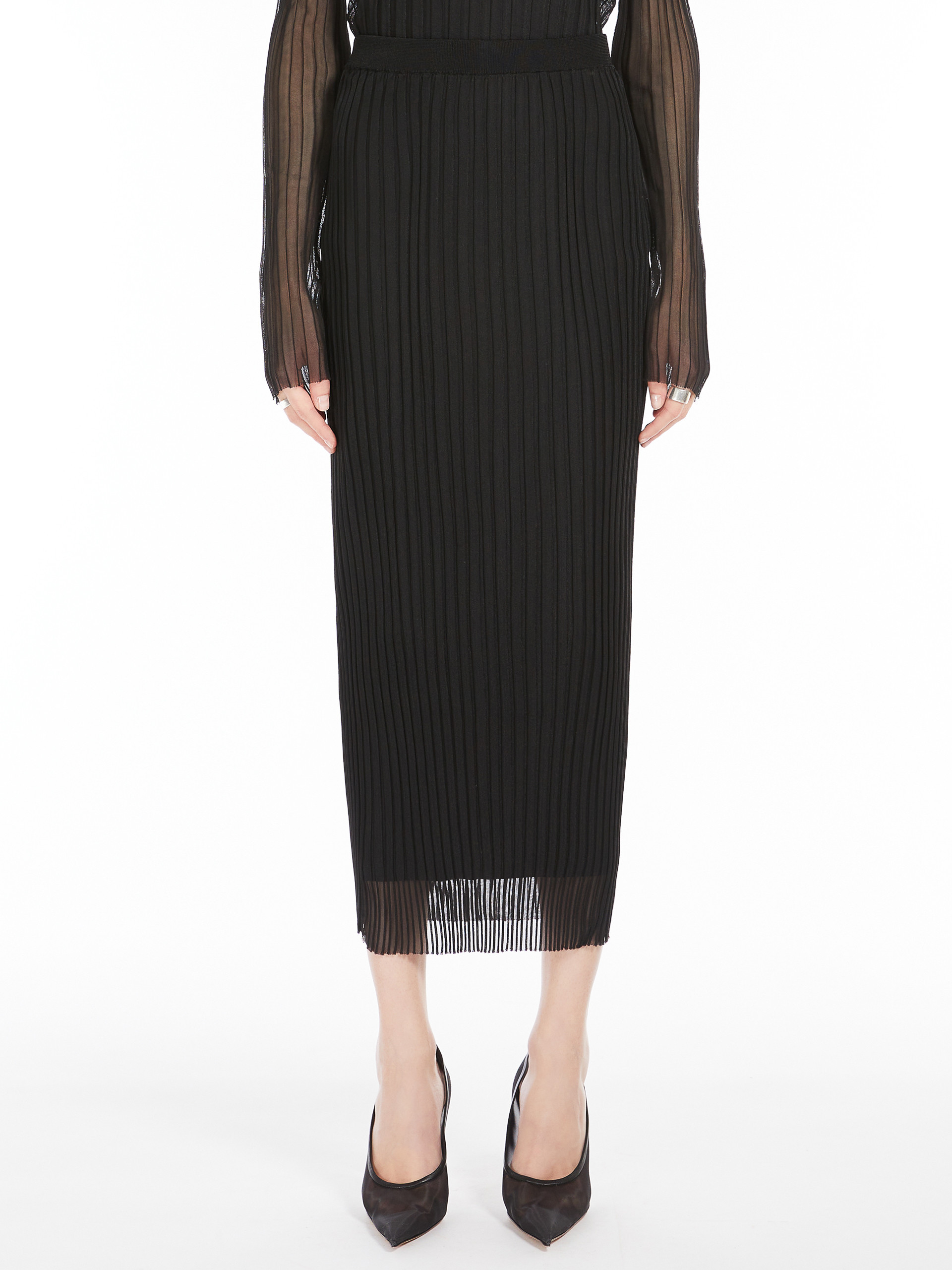 Shop Sportmax Sheer Mesh Skirt In Black