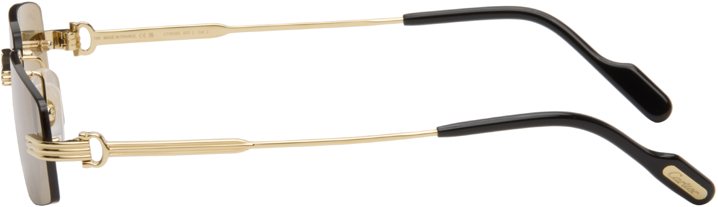 Cartier Premiere De  Rectangular Frameless Sunglasses In Gold