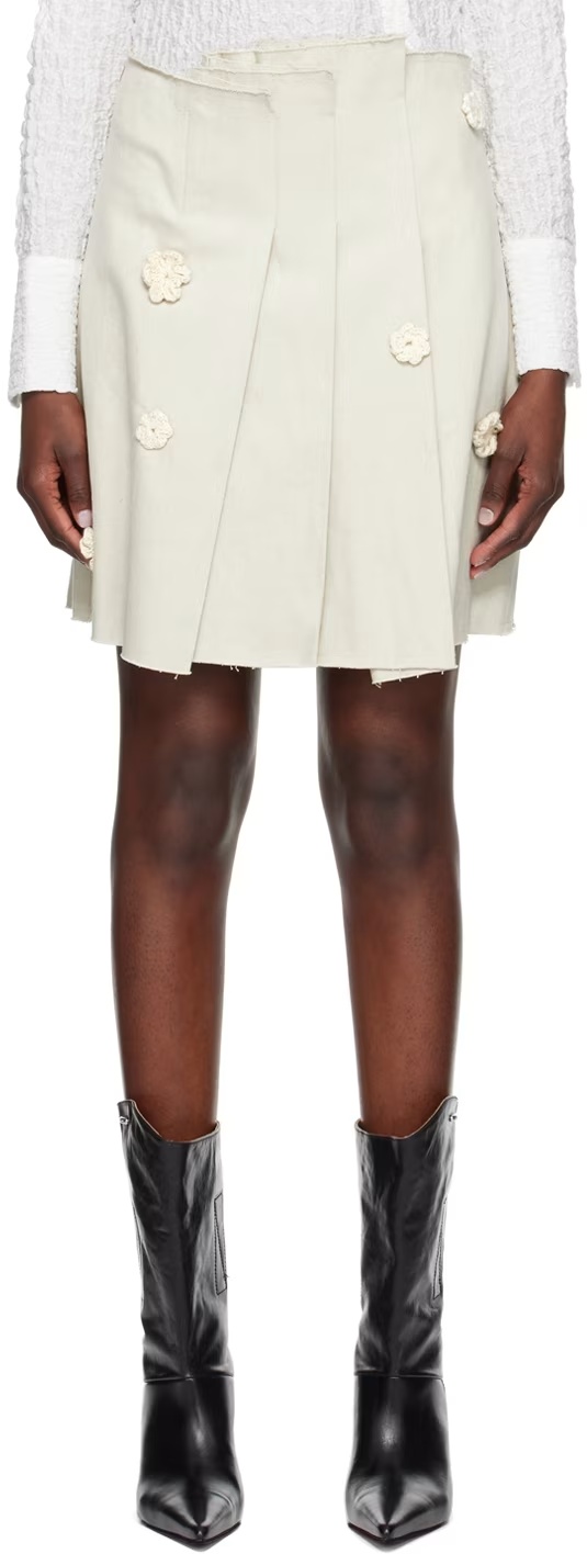 Song For The Mute Beige Daisy Miniskirt In White
