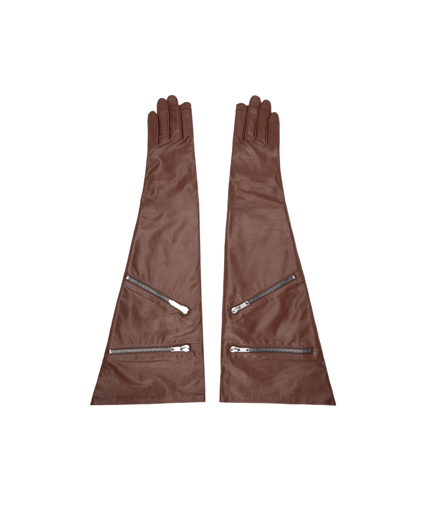 Rick Owens Porterville Long Gloves In Brown