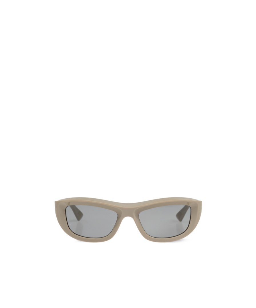 Bottega Veneta Logo Plaque Rectangular Sunglasses In Gray