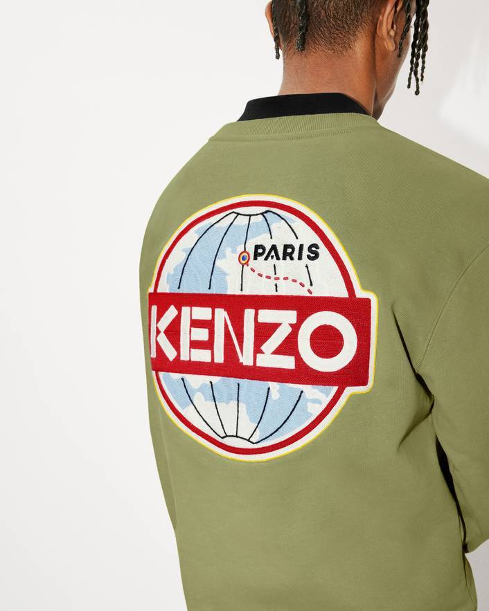 Kenzo Round-necked Sweater In Green