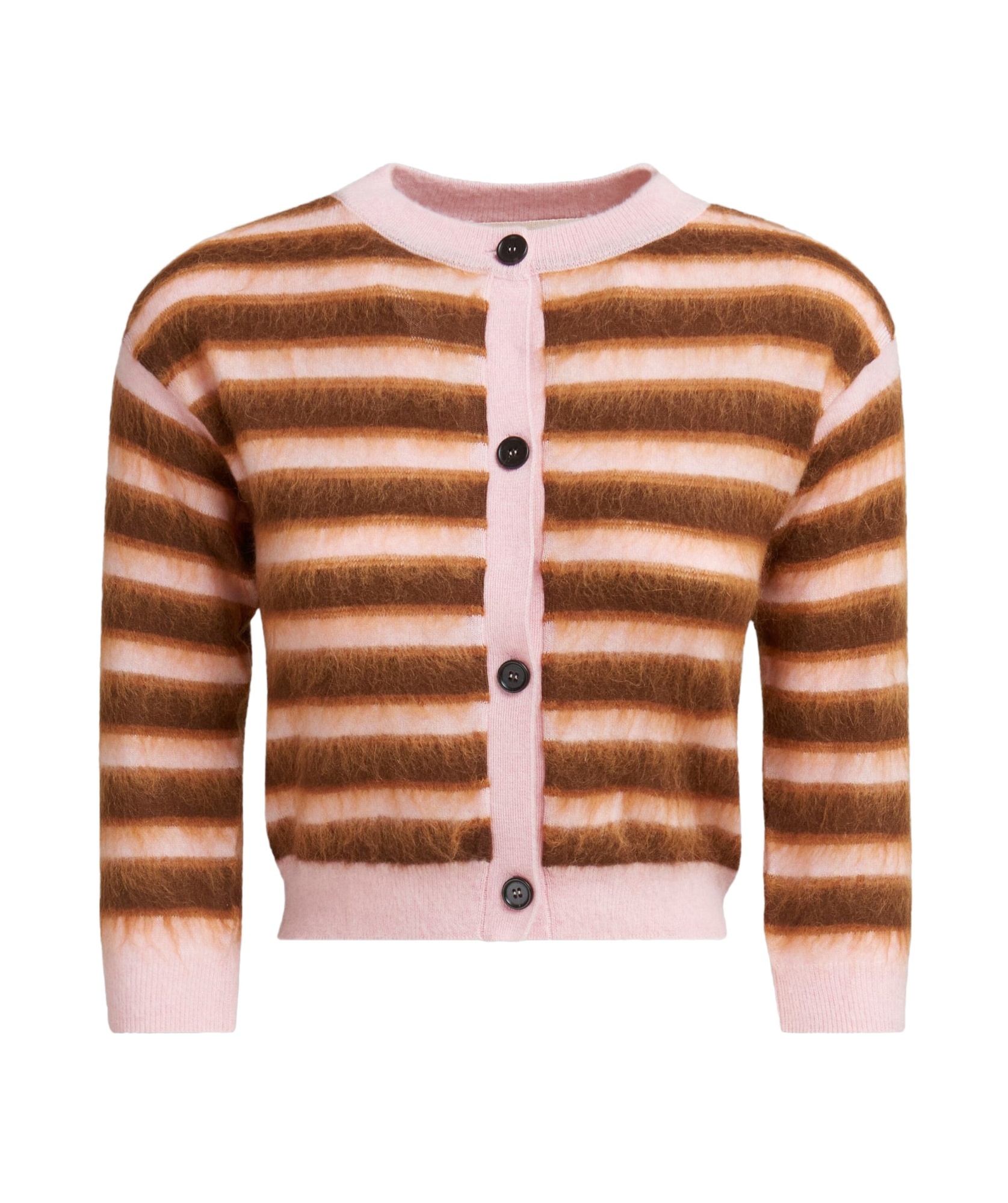 Shop Marni Pink Striped Wool-mohair Cardigan In Brown