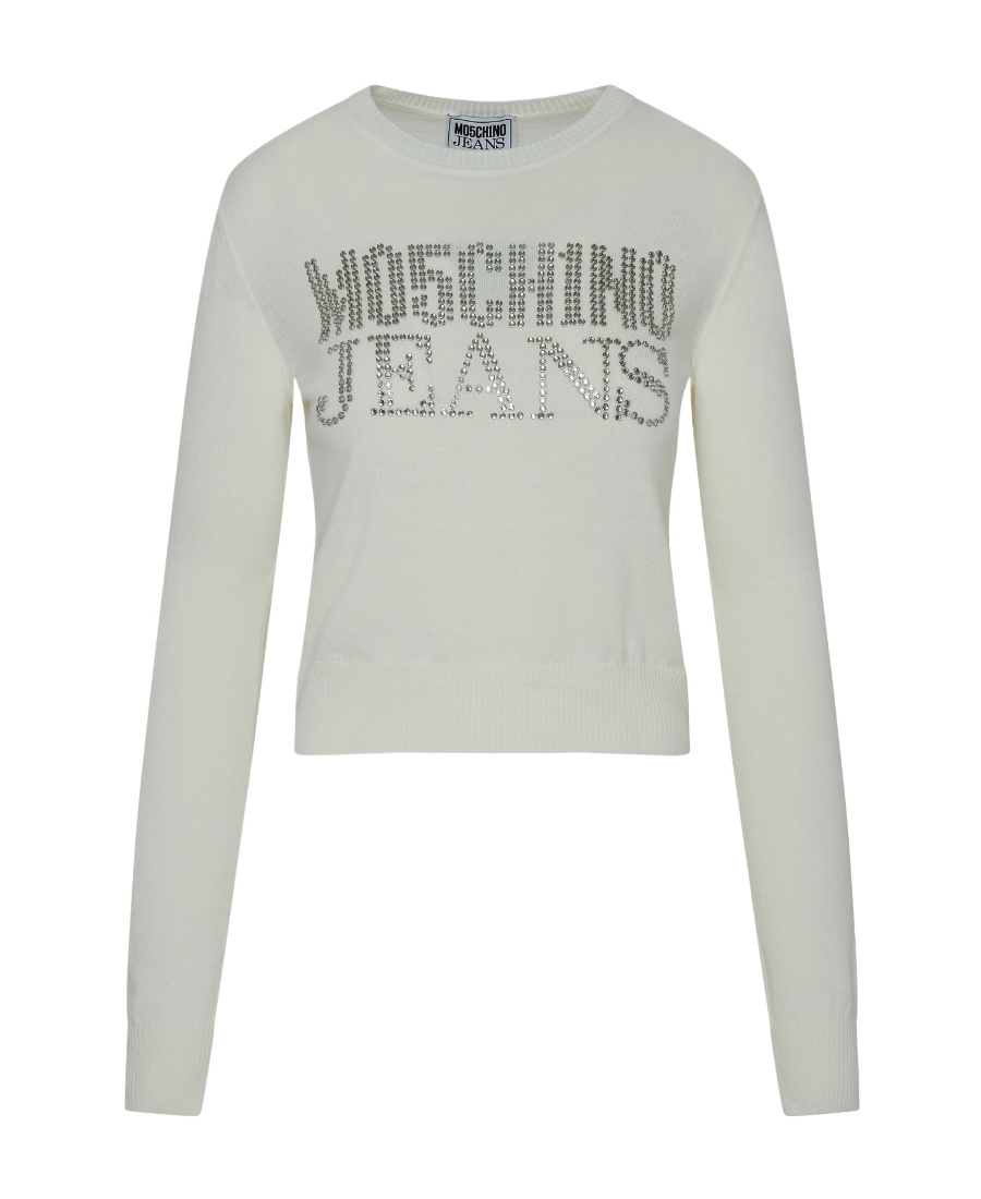 Moschino Round-neck And Long-sleeved Sweater In Gray