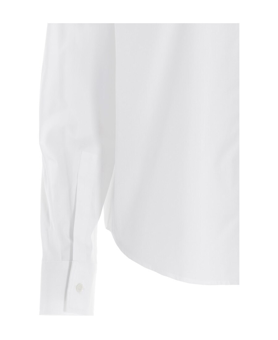 Palm Angels Logo Embroidered Fringed Shirt In White