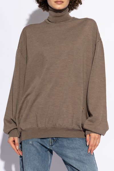 Moschino Wide-sleeves Virgin Wool Jumper In Brown