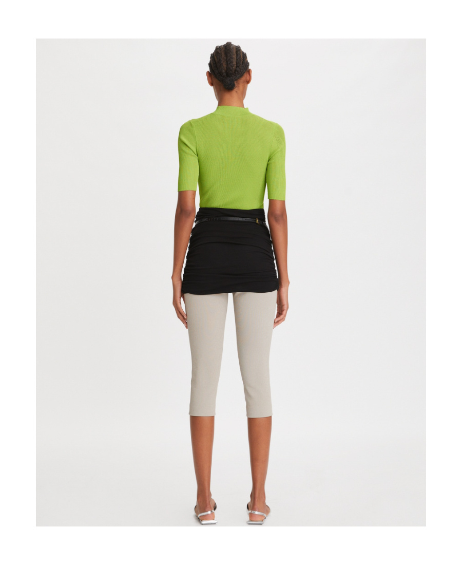 Tory Burch Ruched Viscose Miniskirt In Black