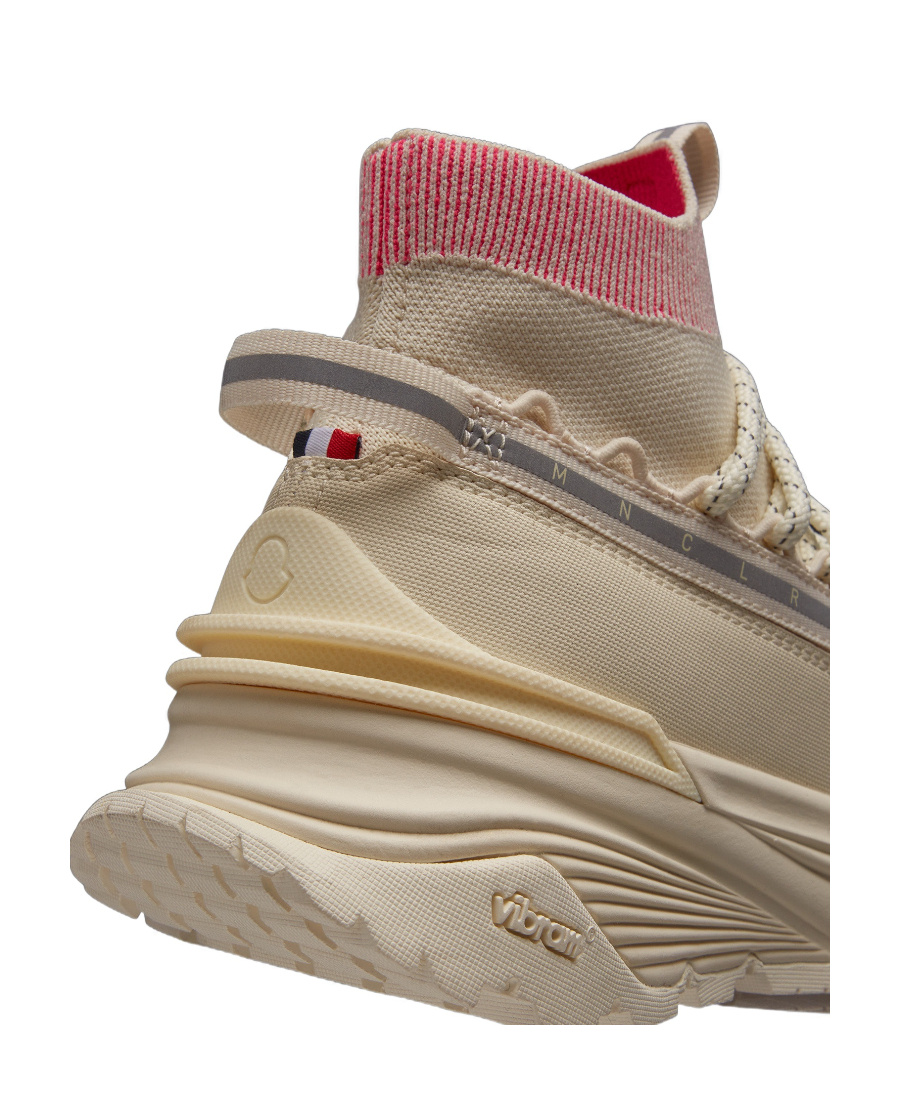 Moncler High-top Sneakers Light Runner Fabric Mix In Nude