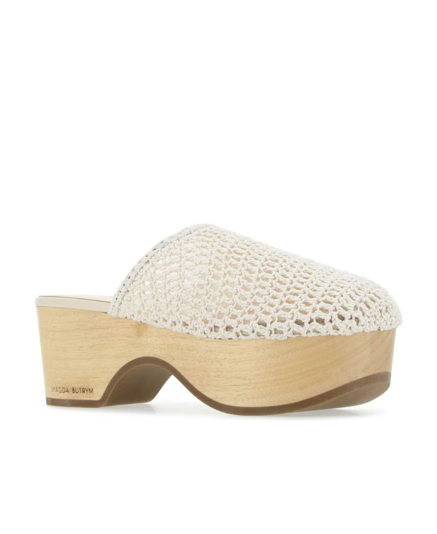 Magda Butrym Crochet Clog Round Toe Mules In Nude