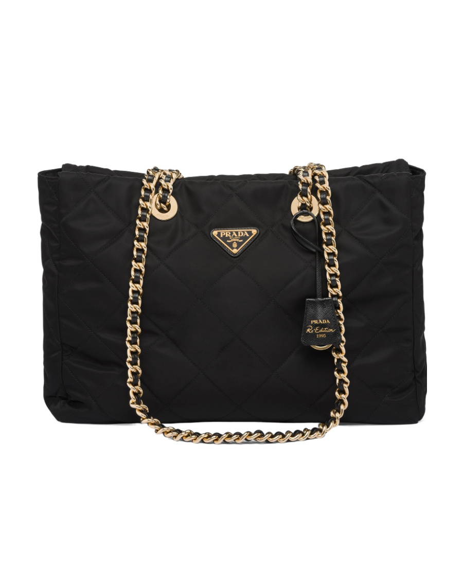 Prada Re-edition 1995 Chaine Medium Re-nylon Bag In Black