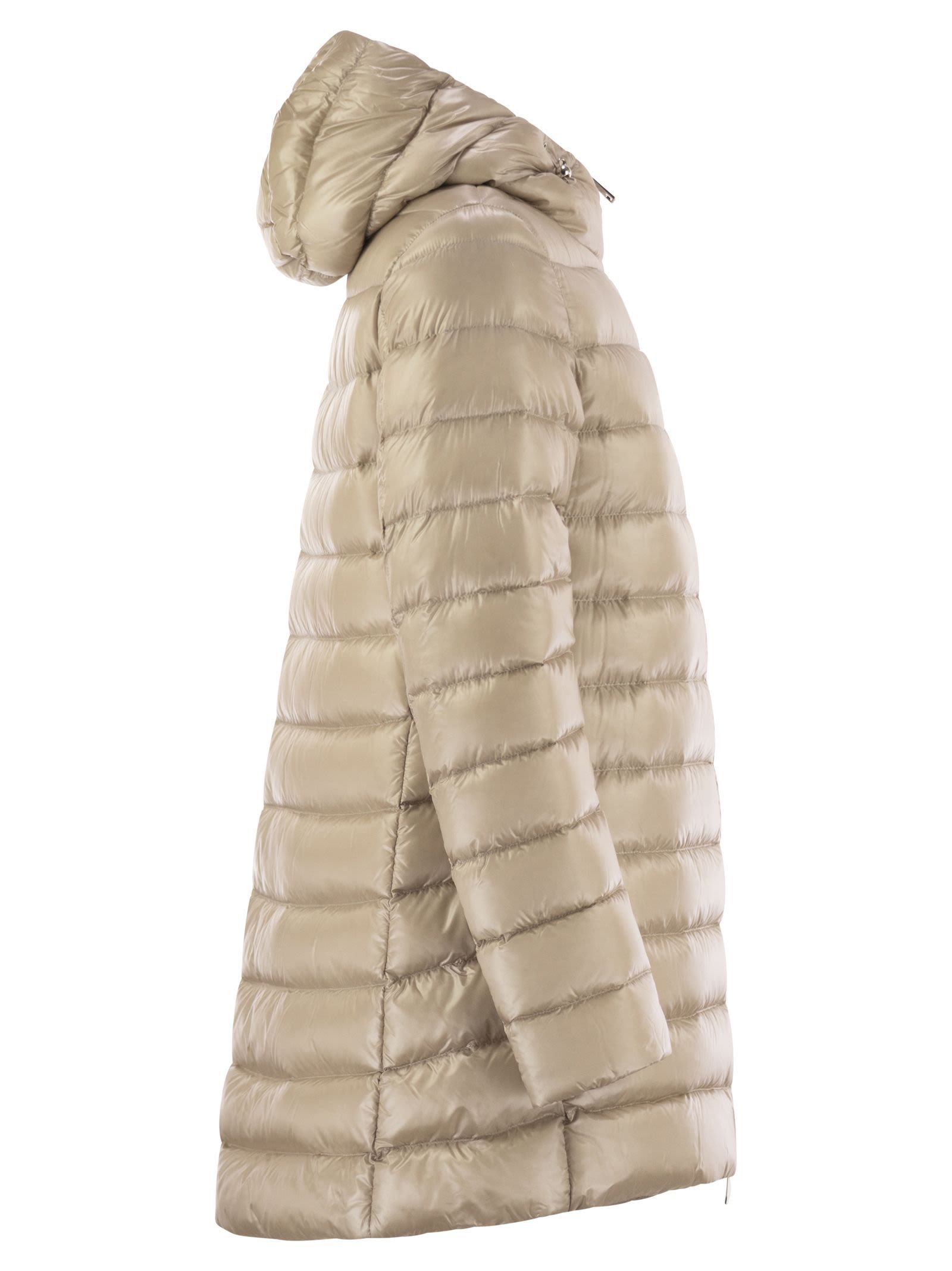 Herno Hooded Down Jacket In Brown