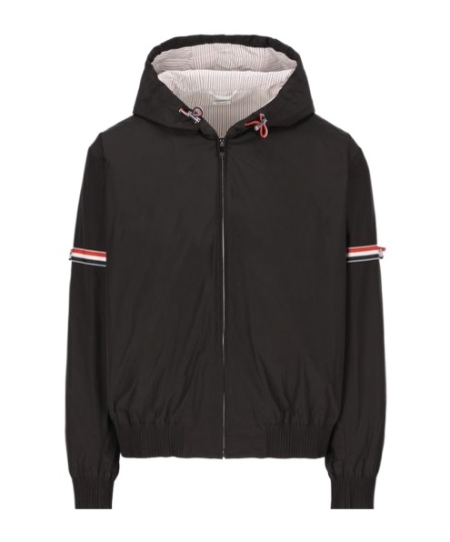 Thom Browne Short Jacket With Tricolor Inserts In Black