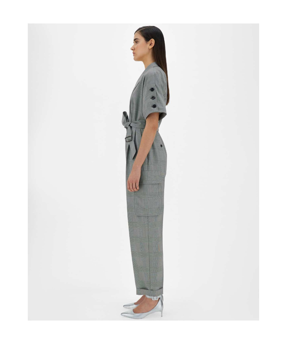 Max Mara Wool Lapel Jumpsuit In Gray