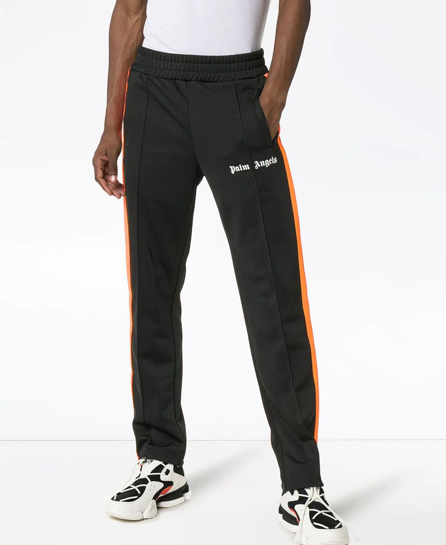 Palm Angels Logo-embroidered Knitted Trousers In Black