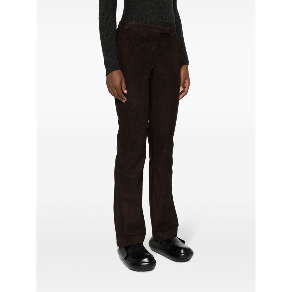 Theory Flared Leather Trousers In Black