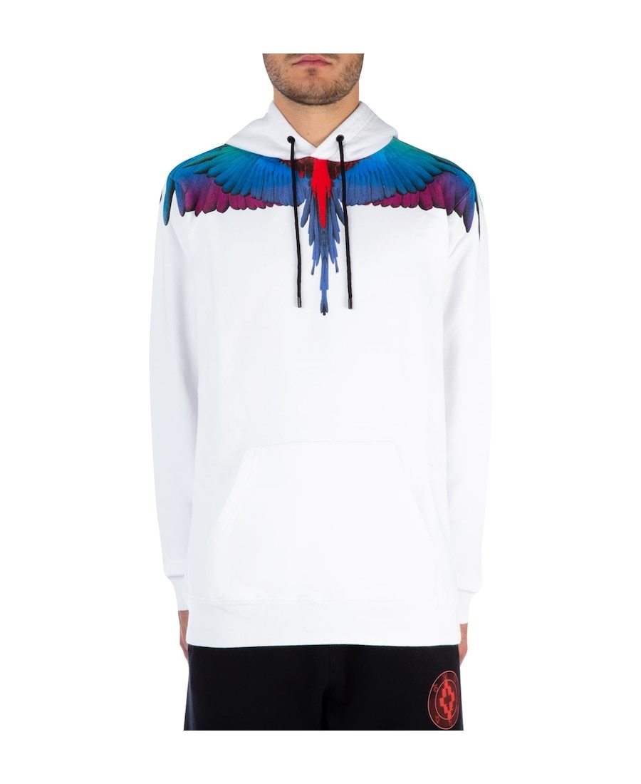 Marcelo Burlon County Of Milan Wing Printed Hooded Sweater In White