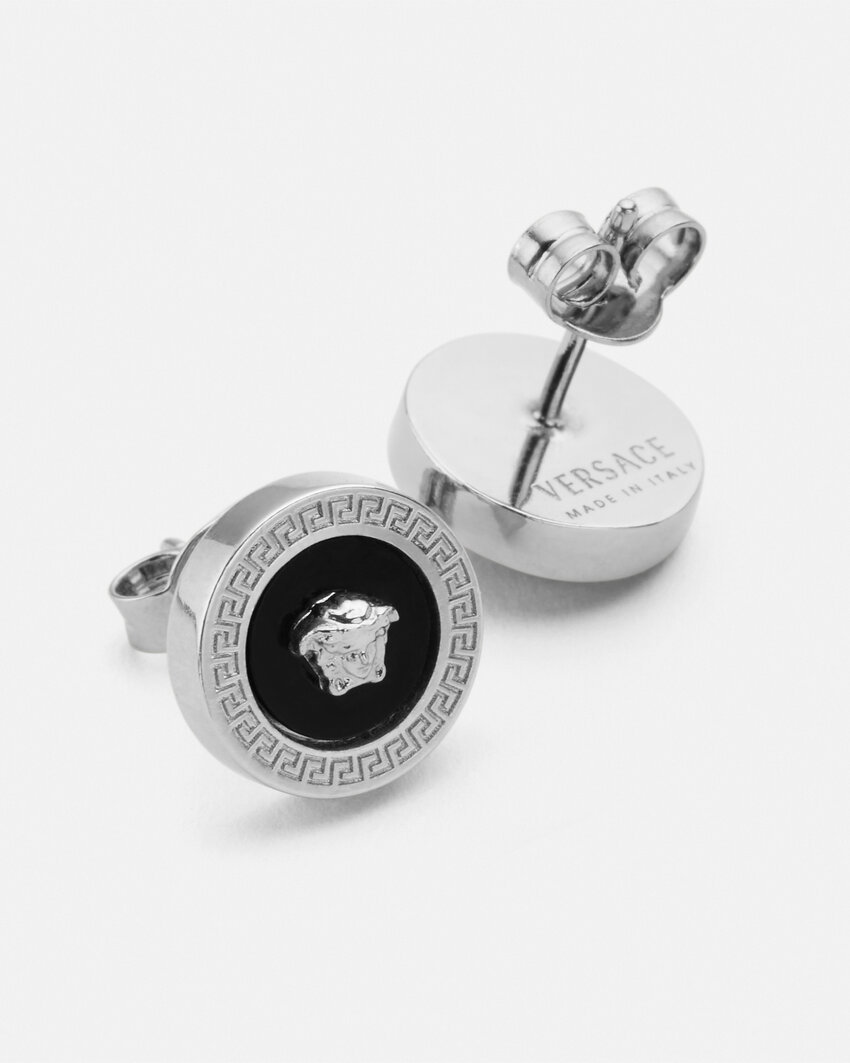 Versace Medusa Stud Earrings In Black