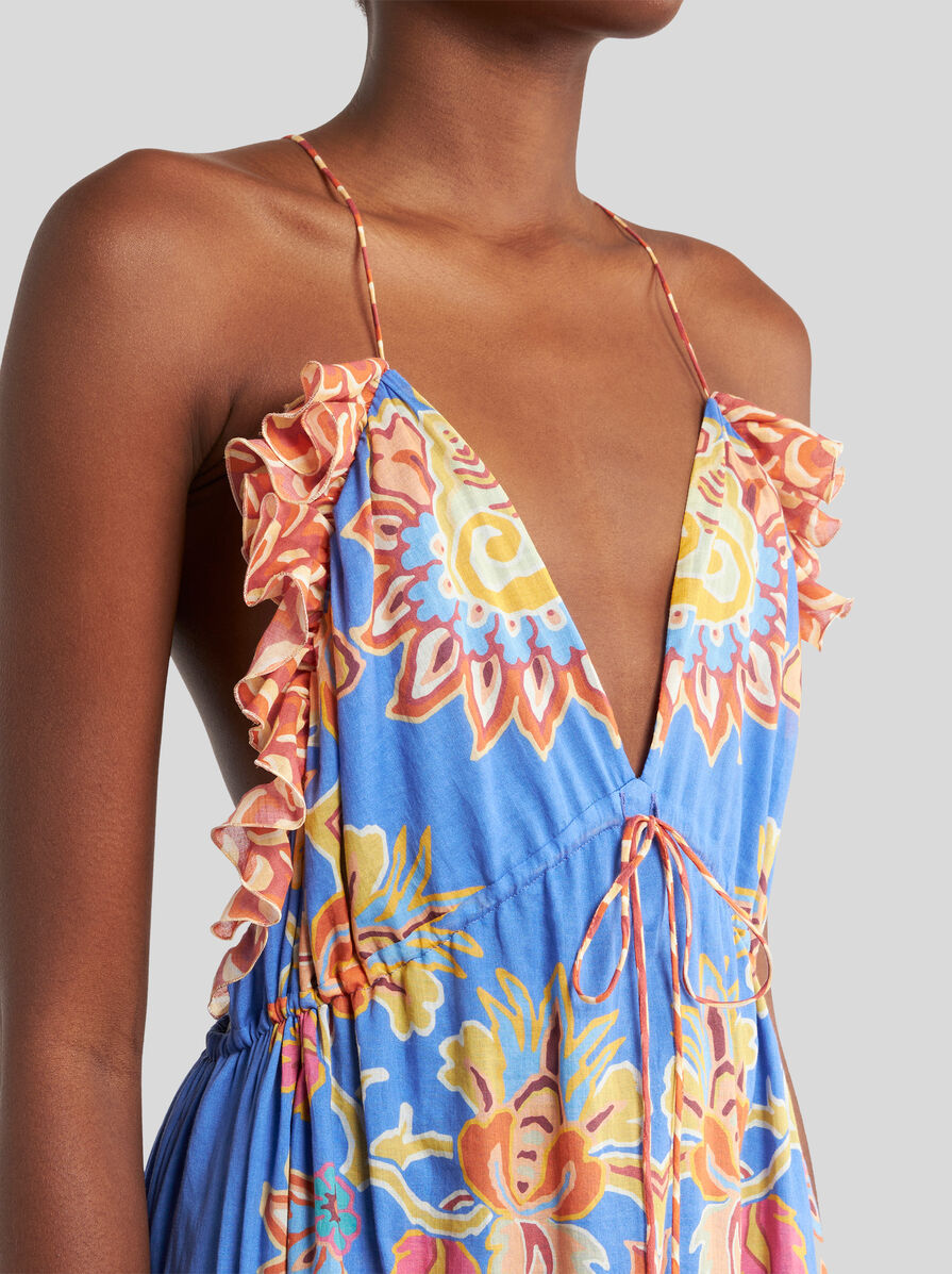Etro Printed Open-back Cotton Voile Maxi Dress