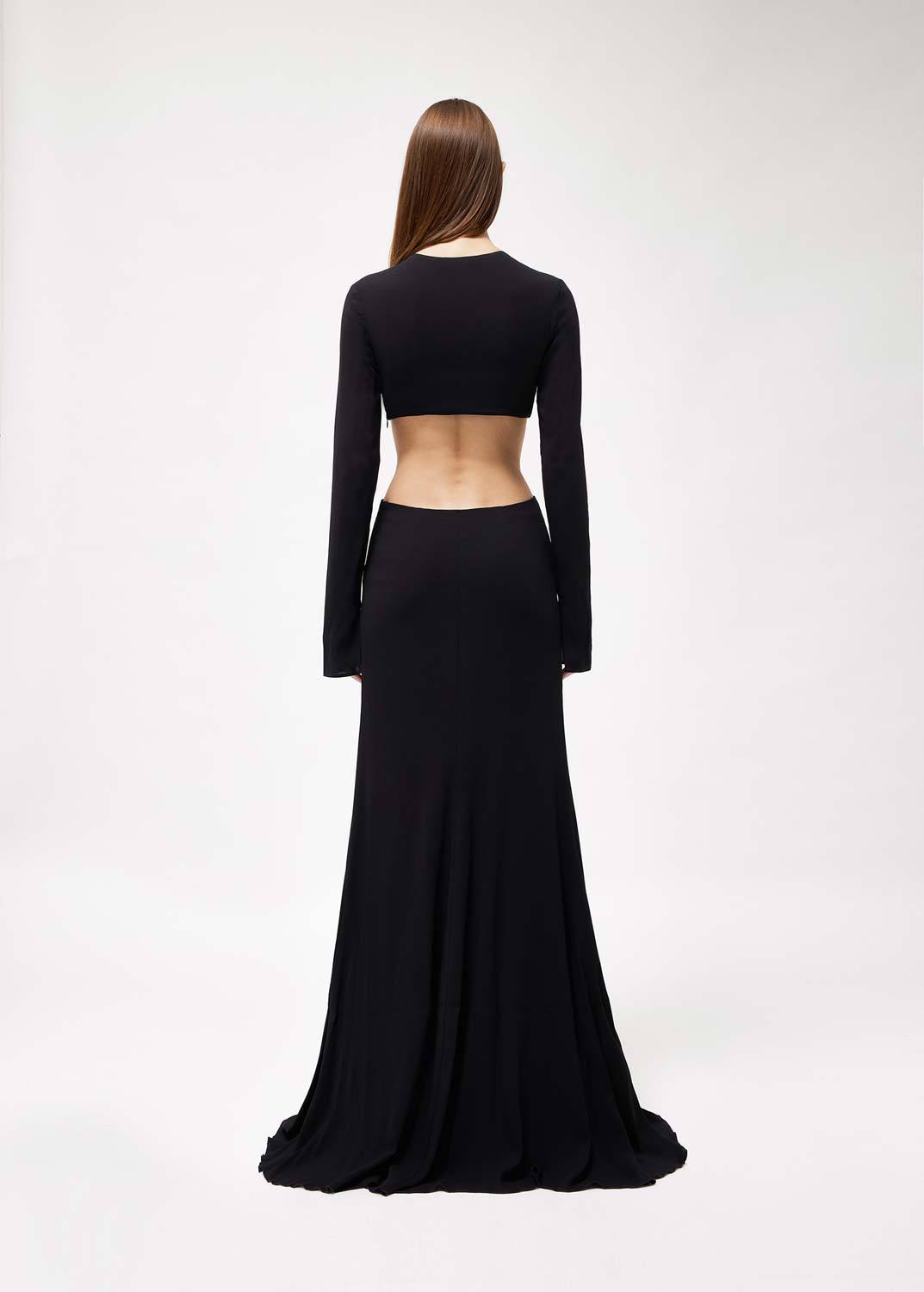 BLUMARINE BLUMARINE ROSE DETAILED CUT-OUT LONG DRESS