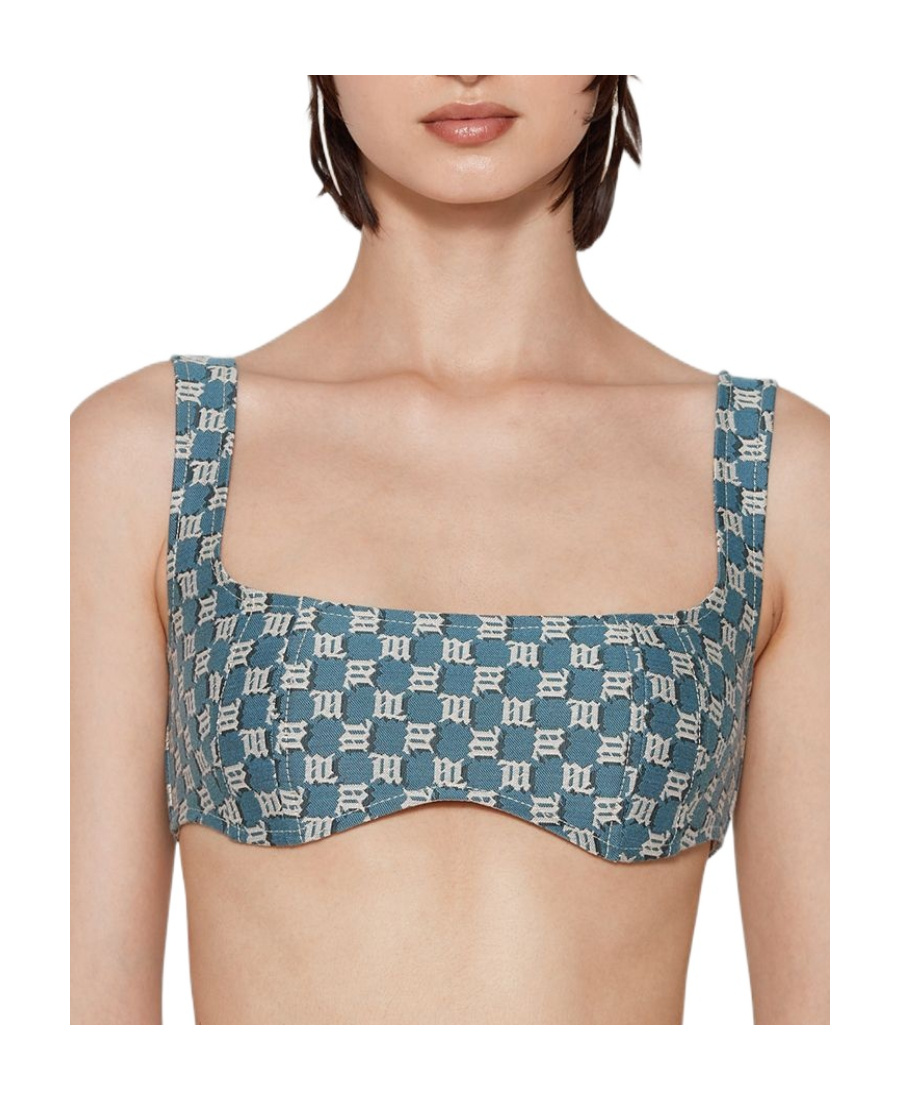 Misbhv Monogram-print Jacquard Bra Top In Nude