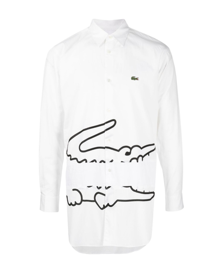 Comme Des Garçons Shirt Collaboration With Lacoste Featuring Graphic Print In White