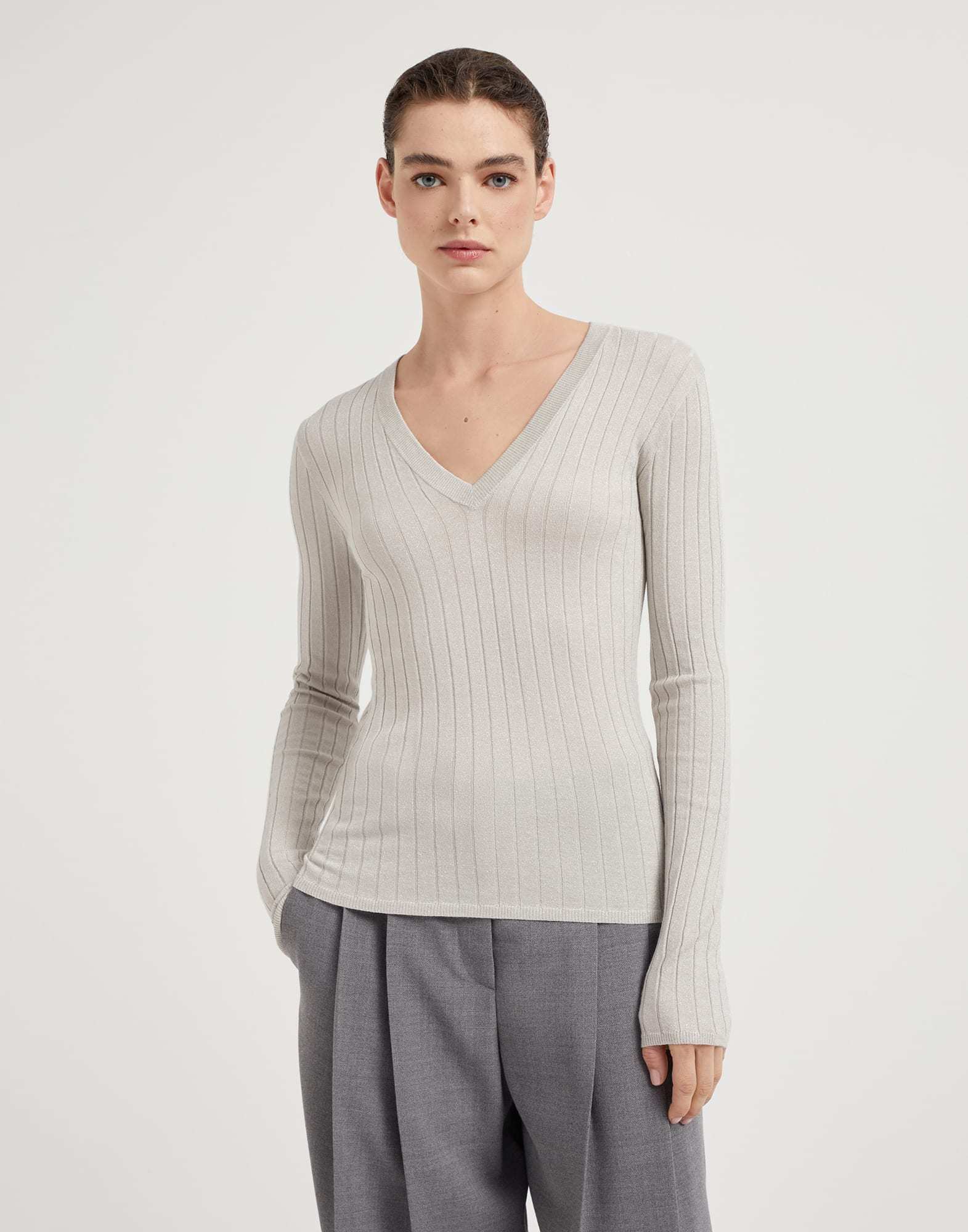 Brunello Cucinelli Ribbed-knit Top In White