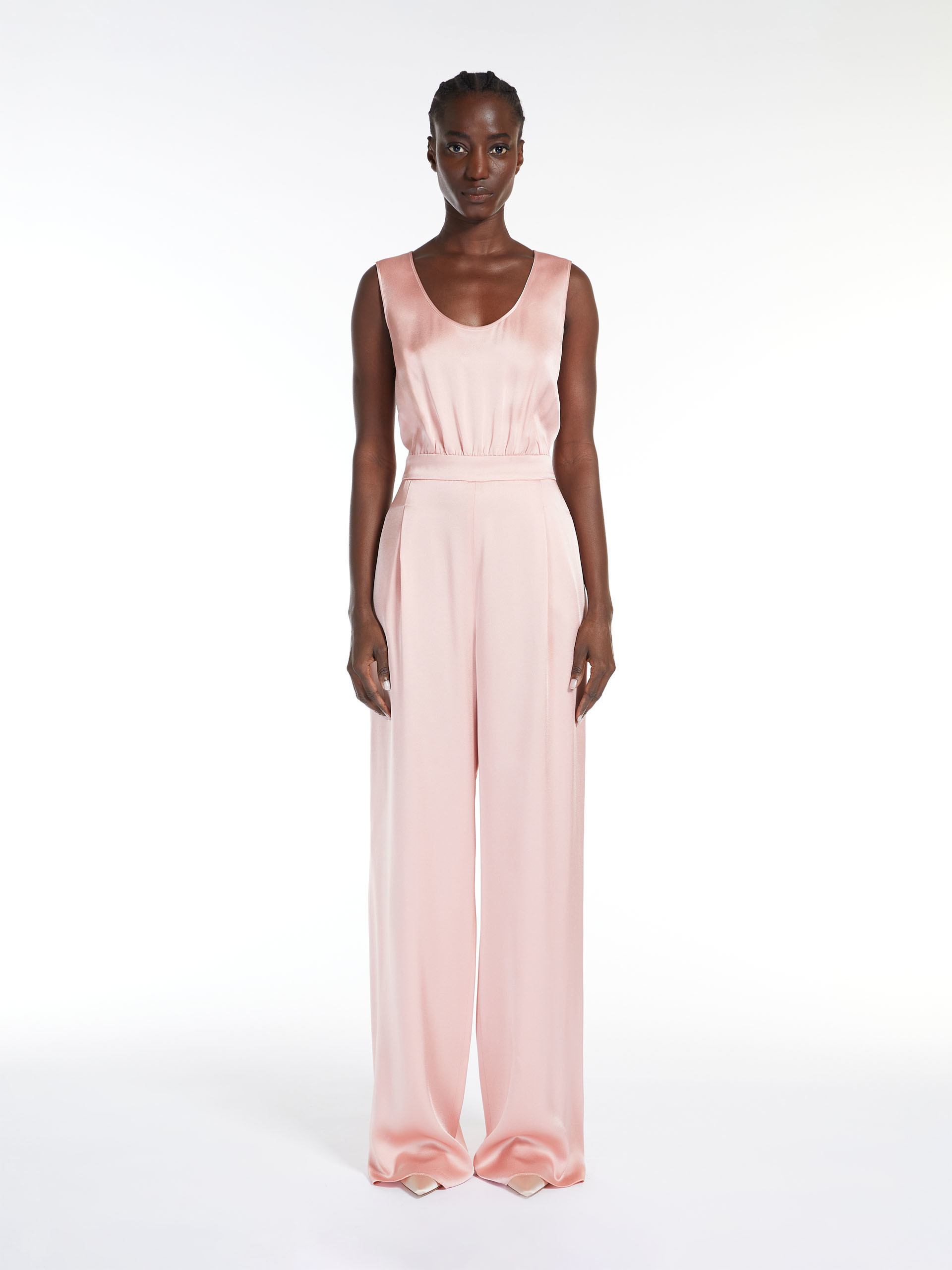 Max Mara Sleeveless Round Collar Jumpsuit In Pink