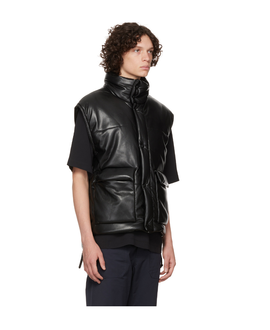 Shop Nanushka Jovan Faux-leather Puffer Gilet In Black