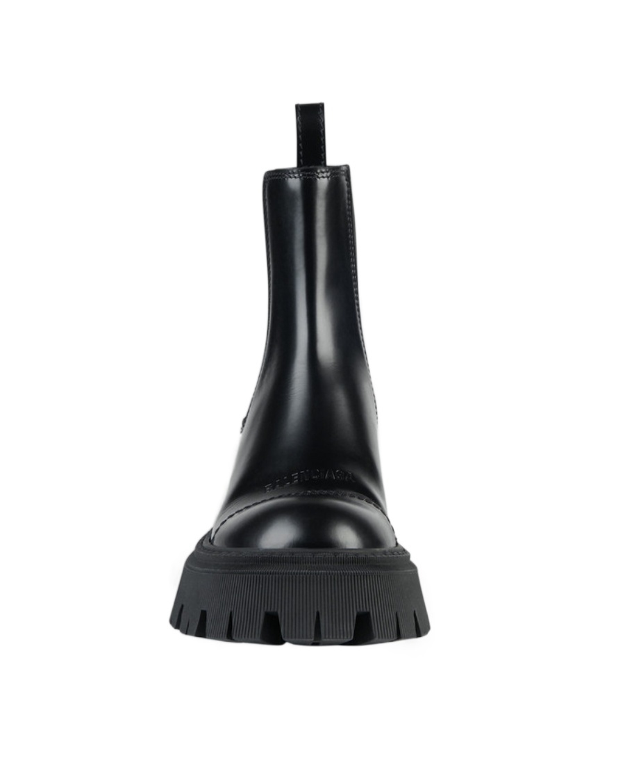 Balenciaga Tractor Leather Bootie In Black