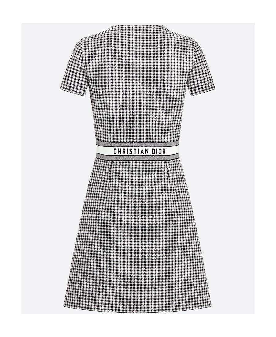 Dior Plaid Short-sleeved Dress In Gray