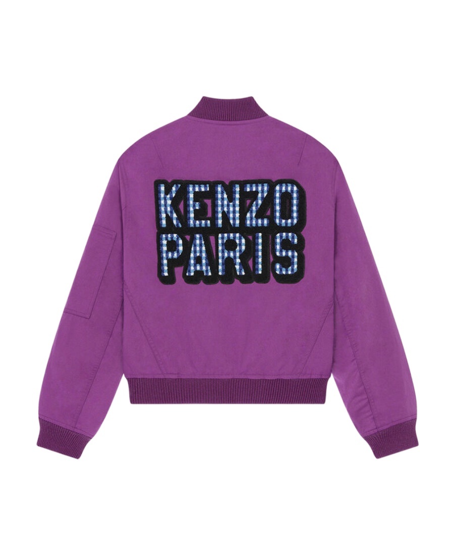 Kenzo Logo-patch Bomber Jacket In Purple