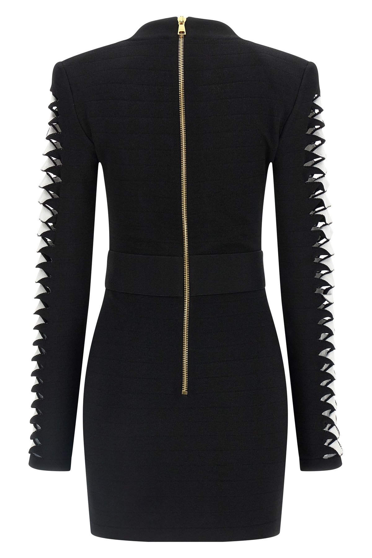 Balmain V-neckline Dress With Fitted Waist And Sleeves In Multi