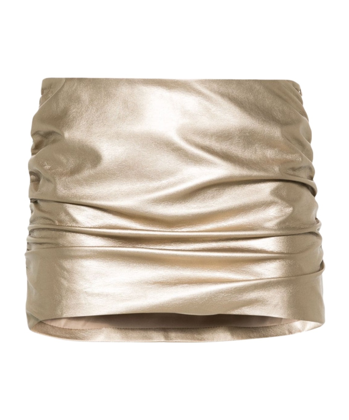 Misbhv Ruched Metallic Miniskirt In Nude