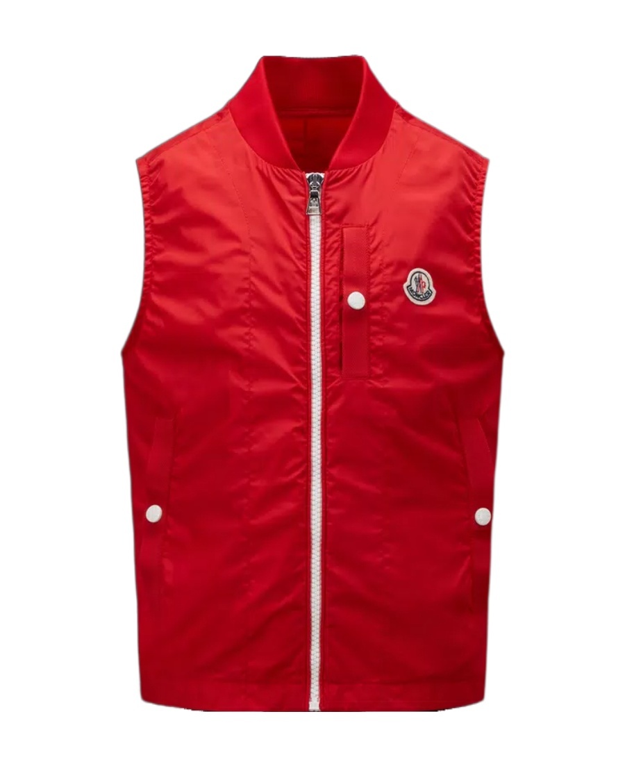 Moncler Logo-patch Zip-up Gilet In Red