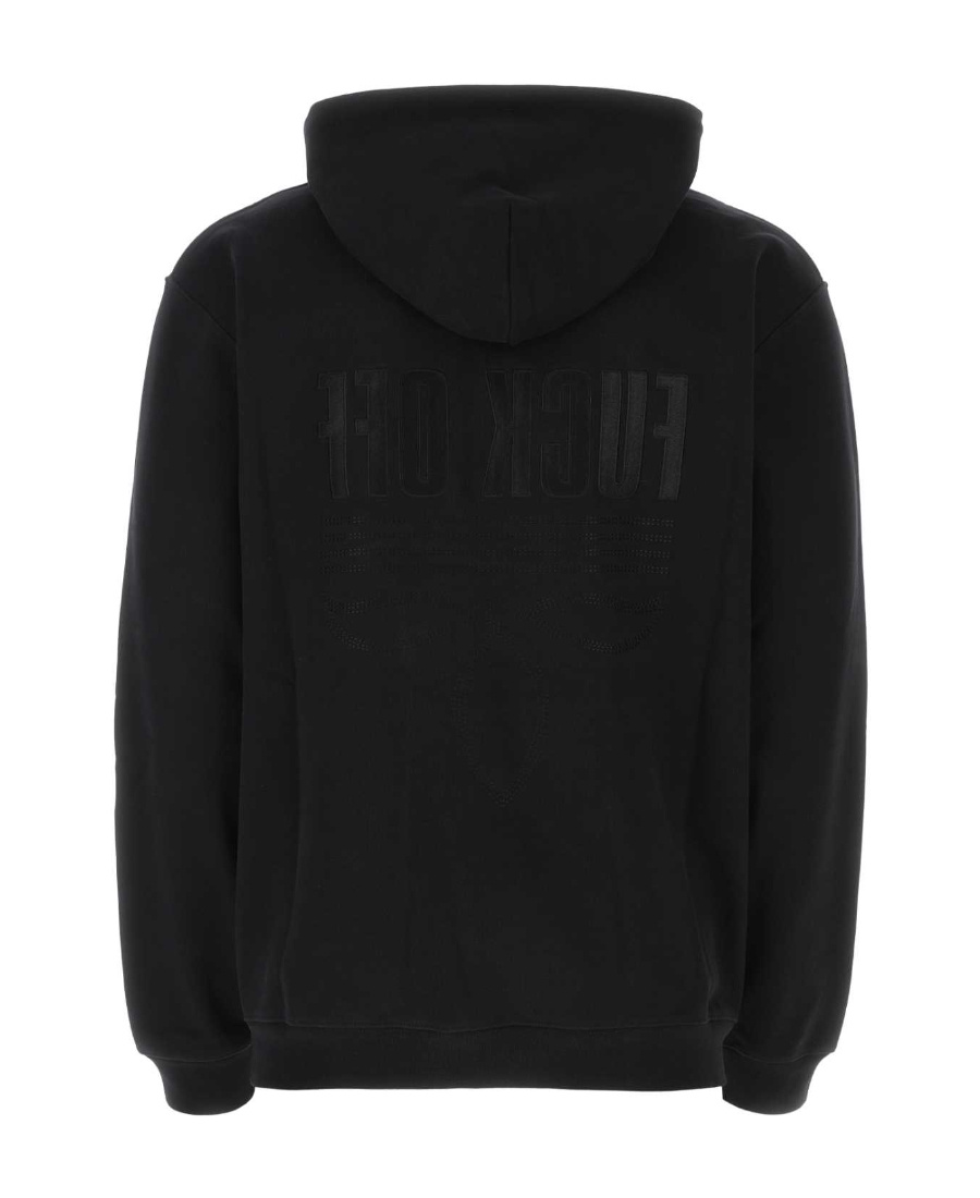 Shop Vtmnts Slogan-print Pullover Hoodie In Black