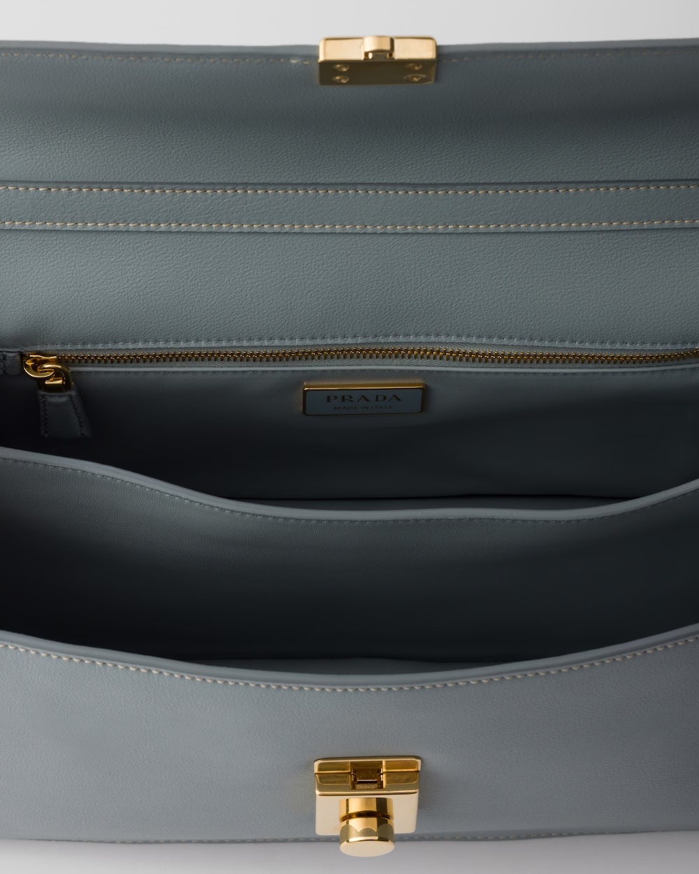 Shop Prada Soft Sound Medium Leather Shoulder Bag In Opal
