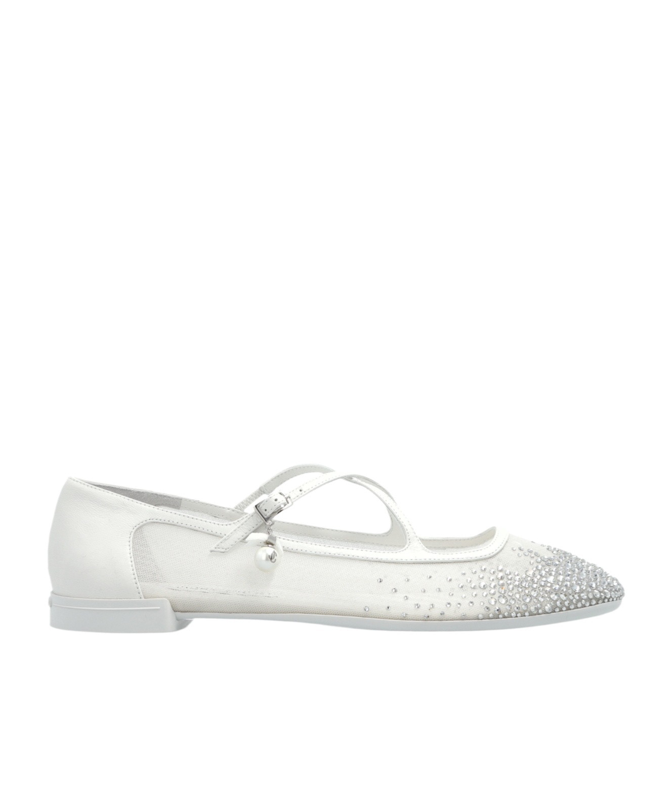 Jimmy Choo Eleri Ballerina Shoes Featuring Mesh Panel In White
