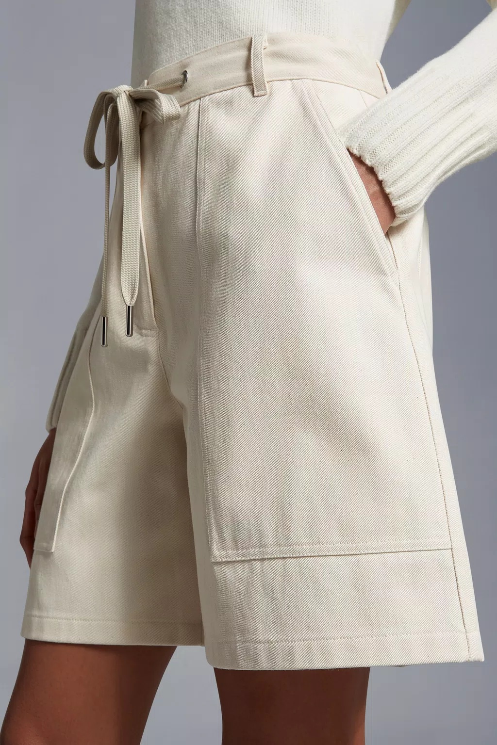 Moncler Drawstring-waist Cotton Shorts In White
