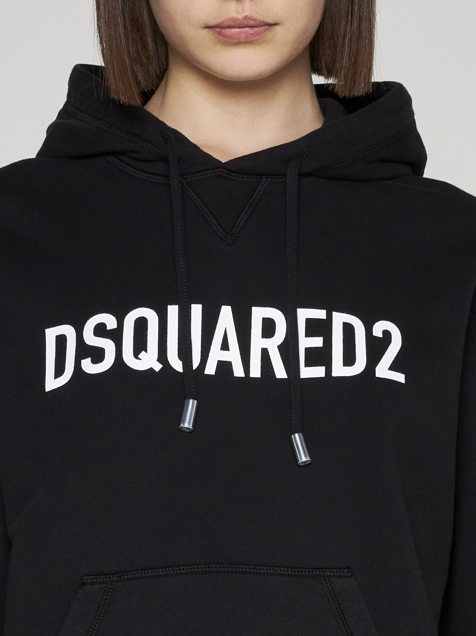 Dsquared2 Logo-printed Drawstring Hoodie In Black
