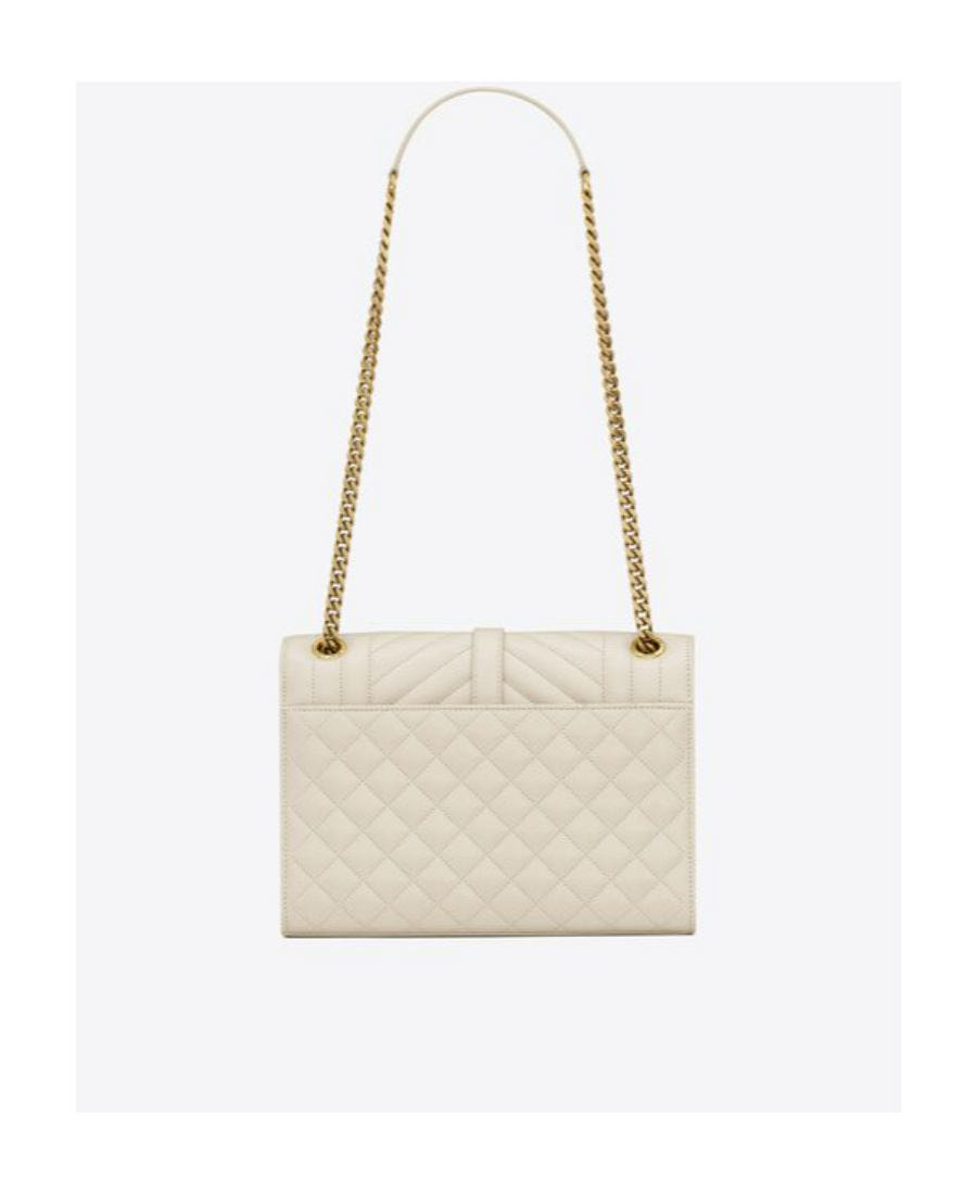 Saint Laurent Medium Envelope Logo-plaque Quilted Shoulder Bag In Nude