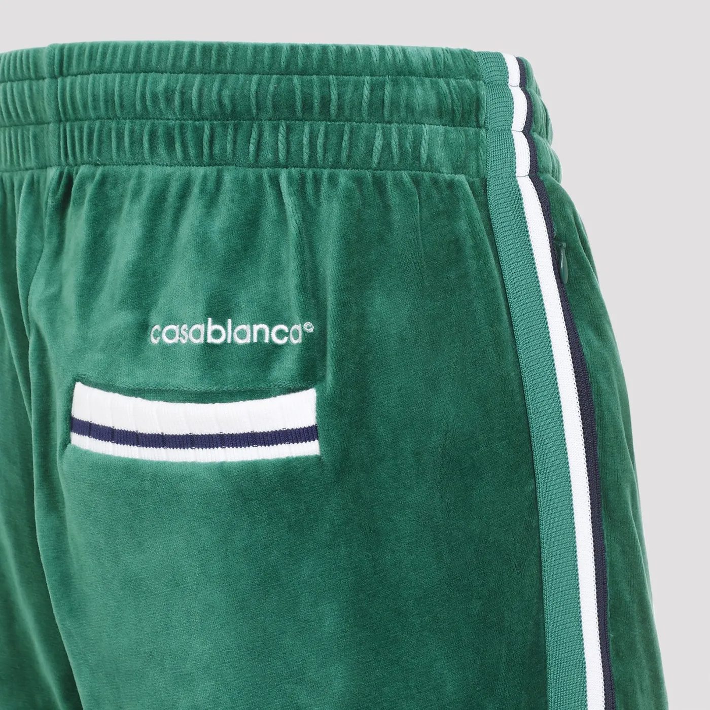 Casablanca Logo Embroidered Velvet Jogging Pants In Green