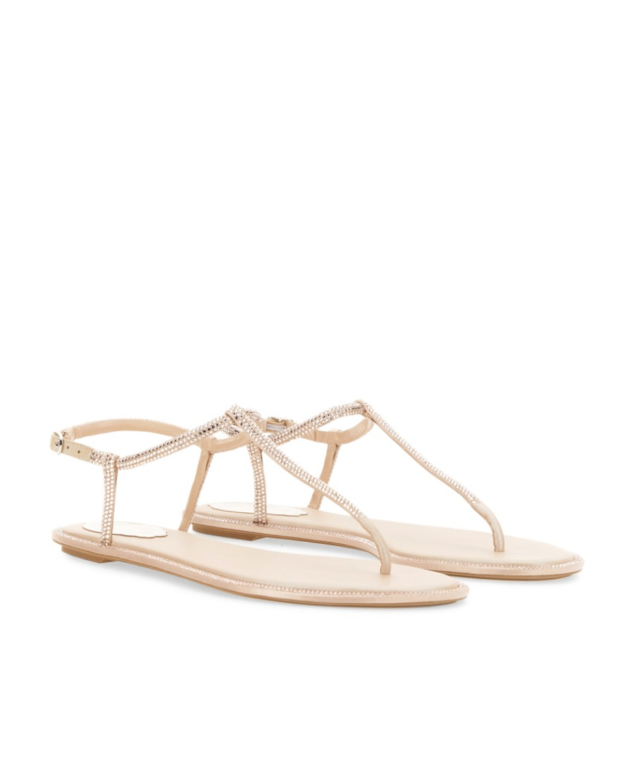 René Caovilla Diana Flip Flops Low Sandals With Crystals 10 Shoes In Grey