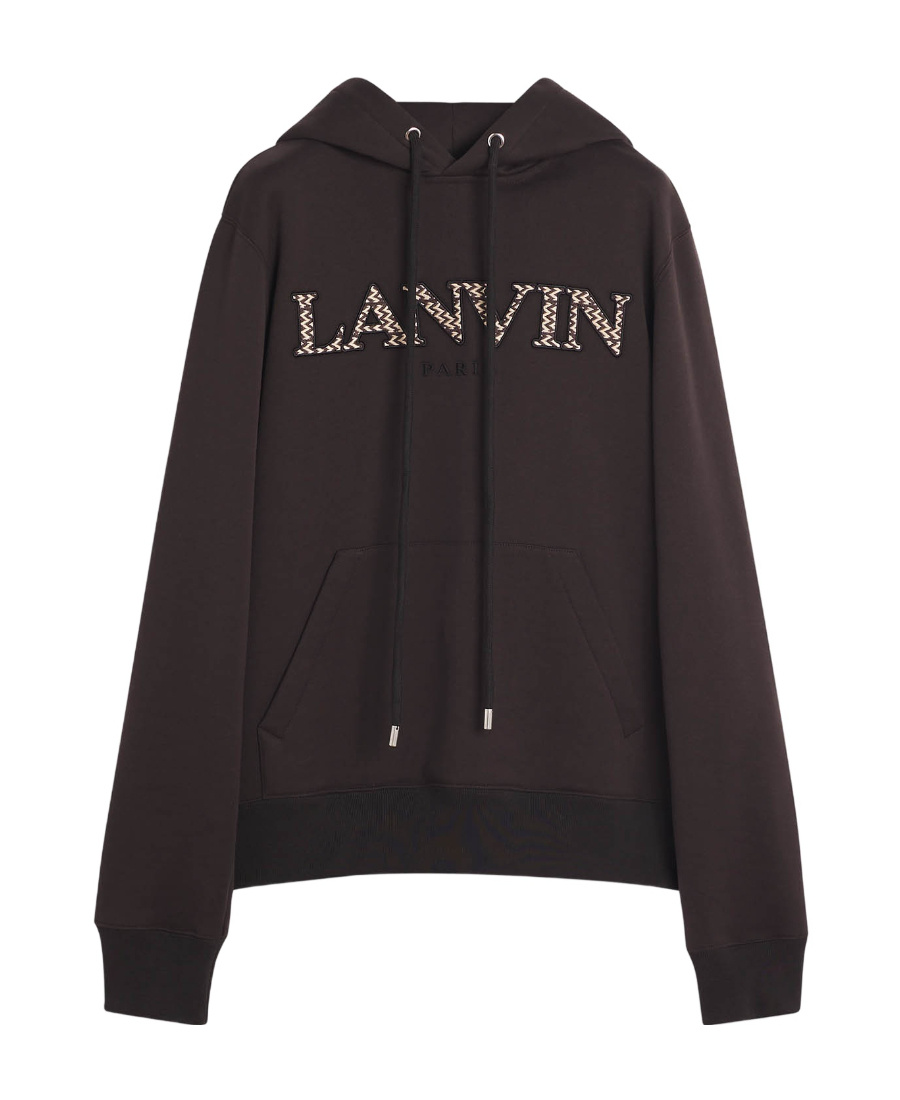 Lanvin Logo Embroidered Long-sleeved Hoodie In Black