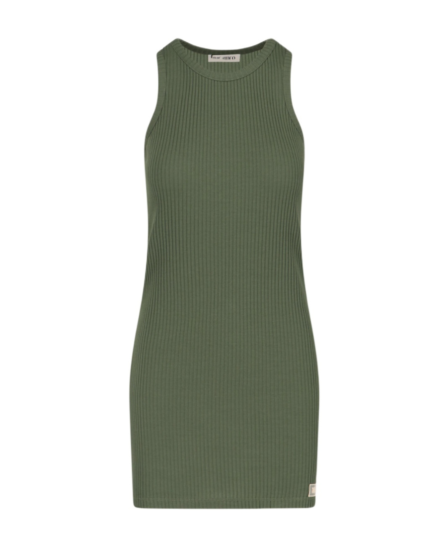 Attico Ribbed Texture Sleeveless Top In Green