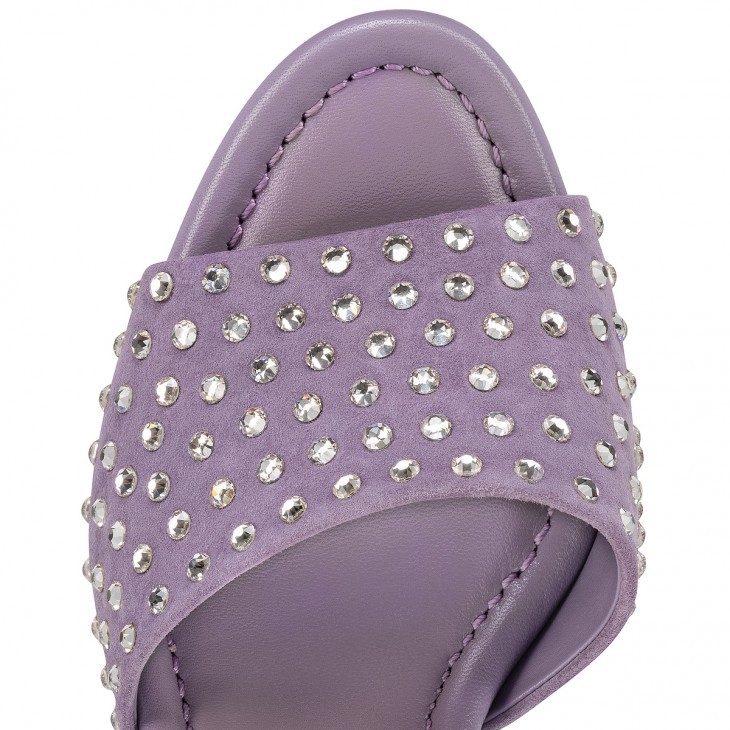 Shop Christian Louboutin Crystal Embellished Muller Shoes In Purple