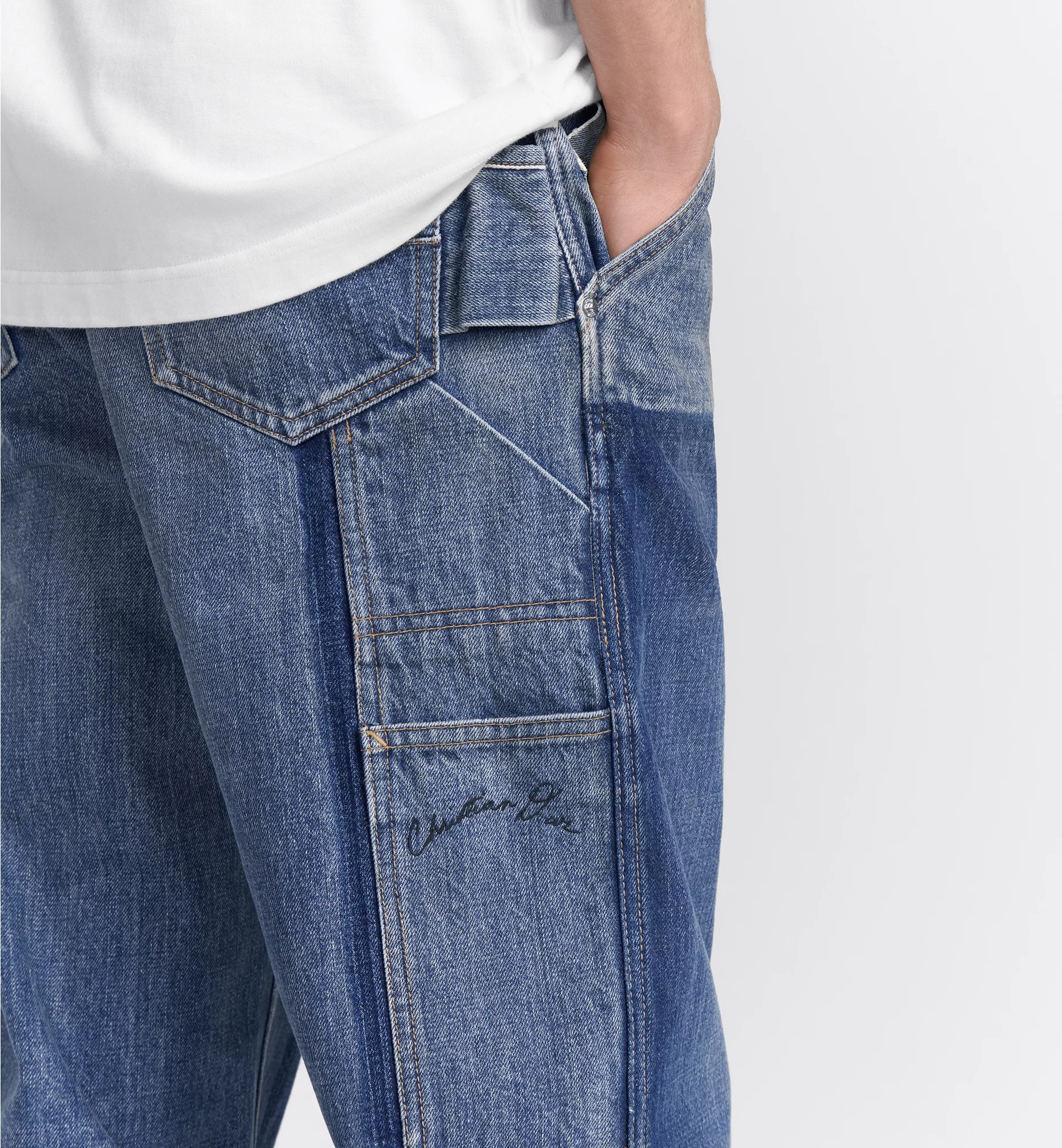 Dior Five-pocket Work Jeans In Blue